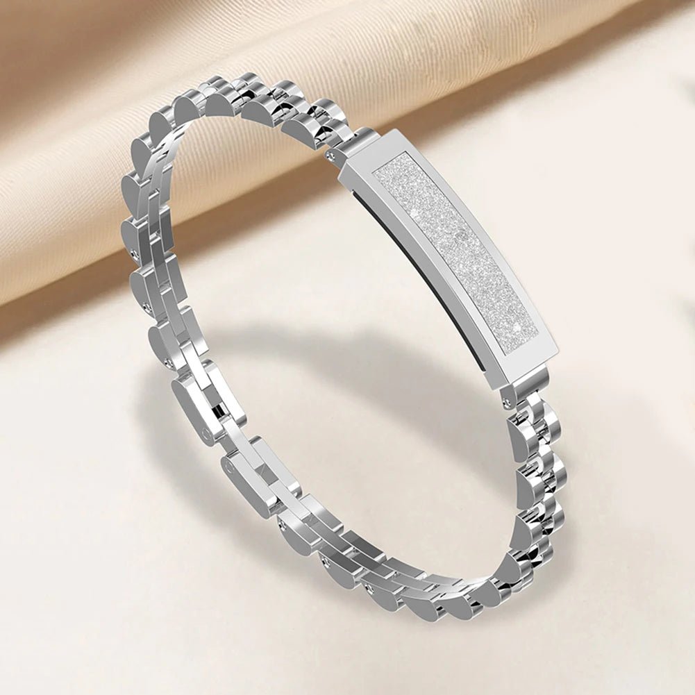 Splash-proof elegant smart bracelet for women, featuring fitness tracking, call & message notifications.