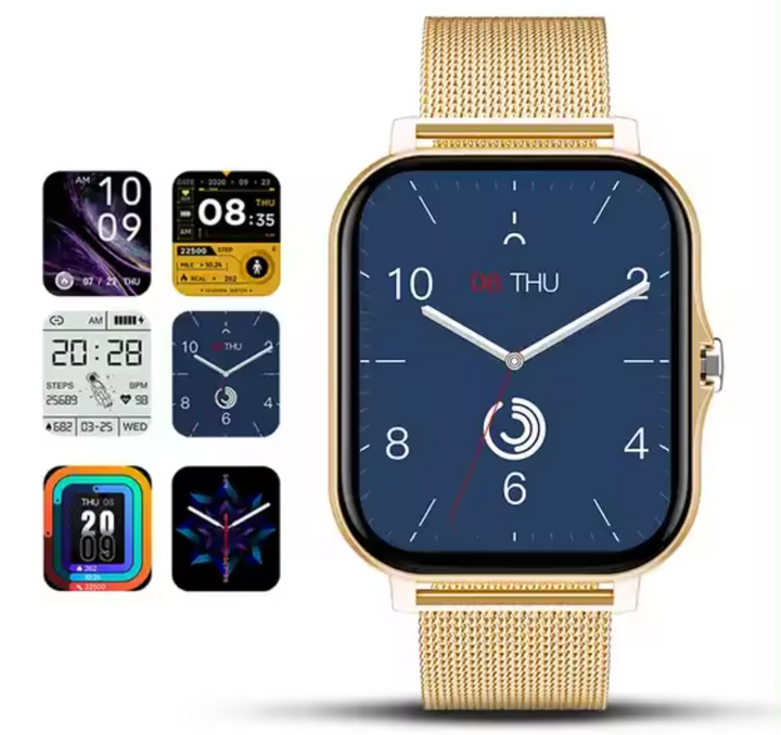 Women's smart watch with heart rate and step tracking, an elegant fitness companion.