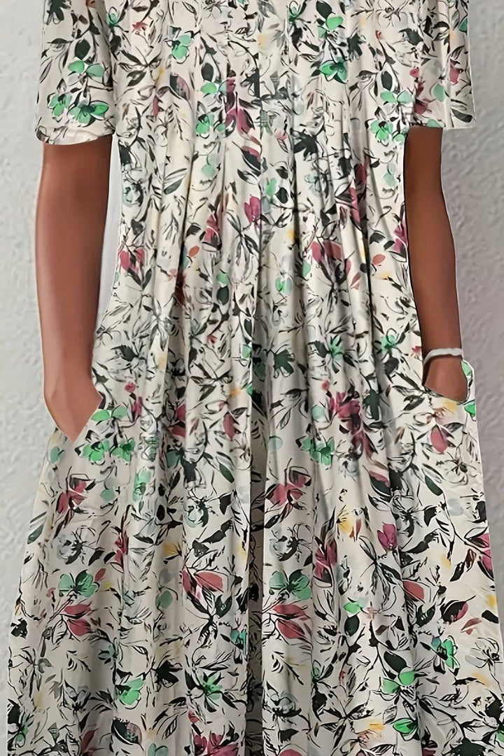 Women's elegant A-line midi dress with structured bodice and flowy skirt, perfect for evening wear & special occasions. Chic style.