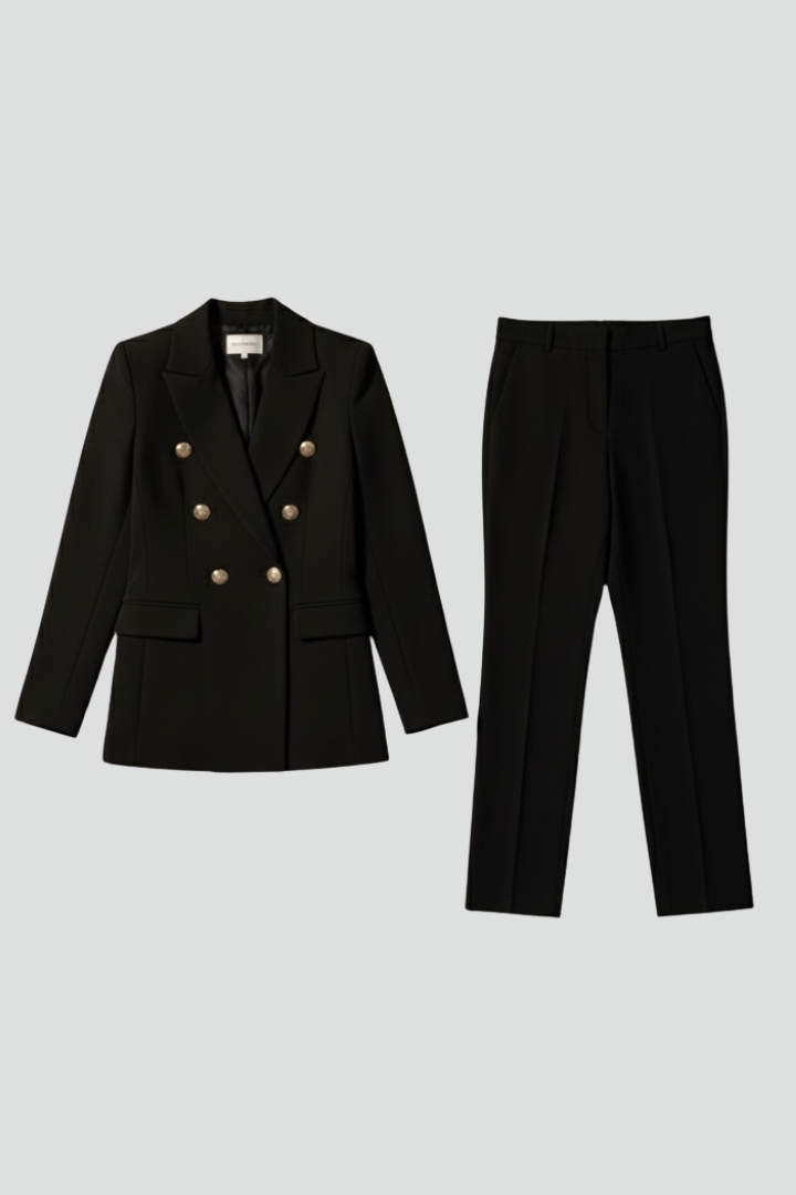 Elegant women's suit set: blazer & straight trousers. Perfect for professional fashion & business wear.