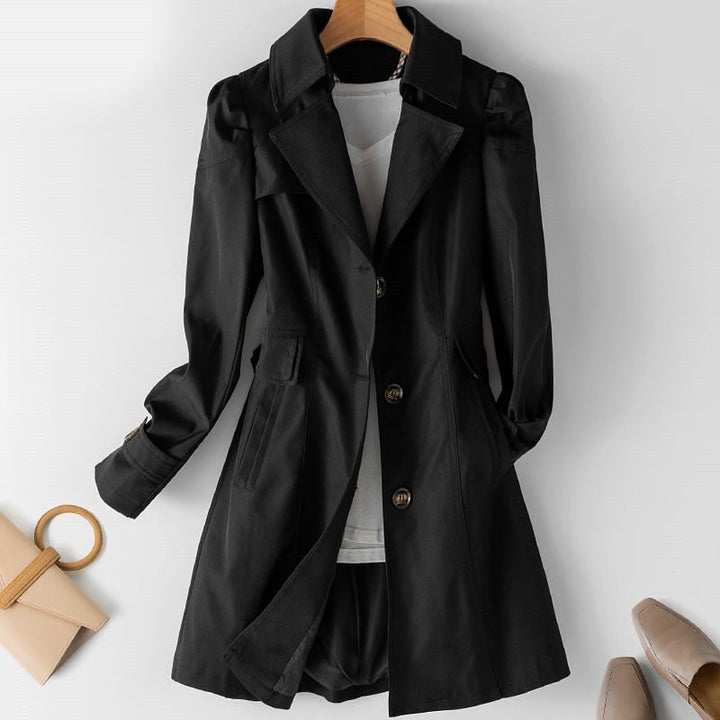 Versatile women's structured trench coat for elegant office fashion & casual wear.