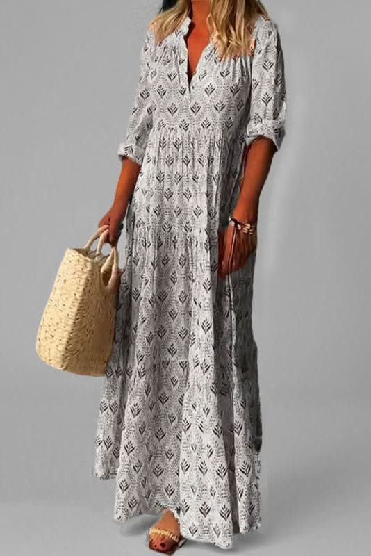 Flowy women's tiered maxi dress, elegant and comfortable, perfect as a summer or casual long dress.