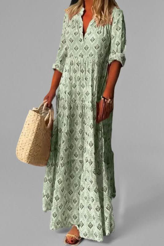 Stylish women's tiered maxi dress with elegant flowing layers, ideal for summer, casual or party wear.