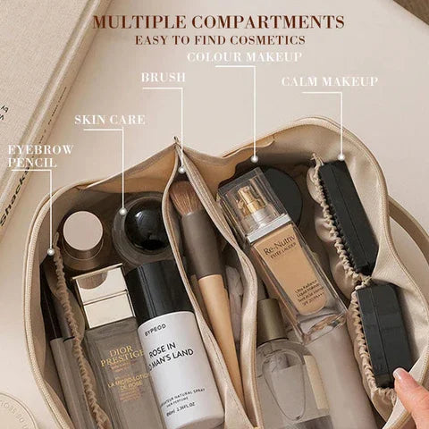 Versatile women's beauty organizer bag, ideal for travel, vanity storage, and daily makeup essentials.