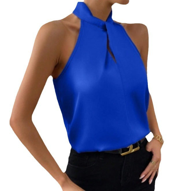 Chic ladies' short sleeve twist knot top, perfect for everyday wear and stylish occasions.