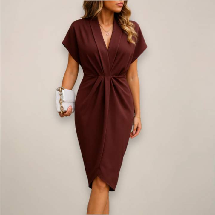 Versatile women's twist knot V-neck bodycon midi dress, excellent for cocktail parties, date nights, or special events.