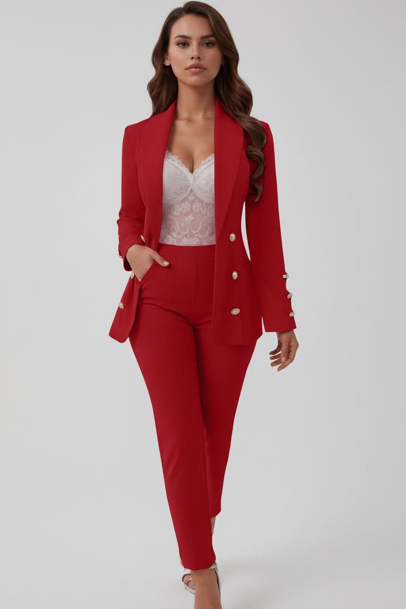Tailored women's elegant cami and straight-leg pants set, ideal for sophisticated office or evening wear.