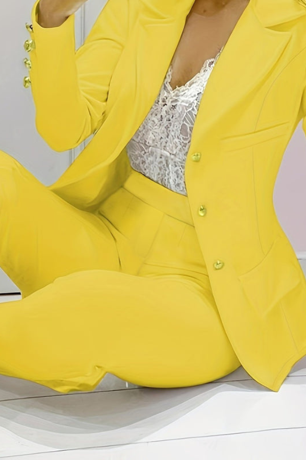Elegant women's two-piece suit set: sophisticated blazer & matching pants for professional workwear.