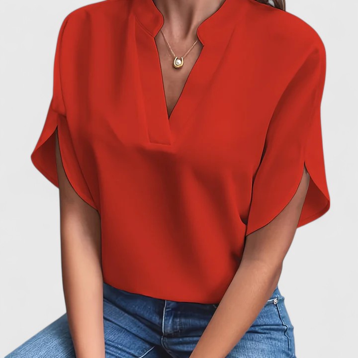 Everyday elegant women's blouse. Stylish v-neck, long sleeves, perfect for versatile spring/summer fashion.