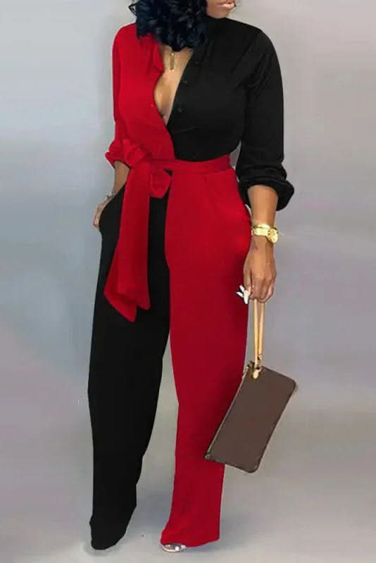 Comfortable women's V-neck one-piece jumpsuit, ideal for versatile summer style or travel wear.