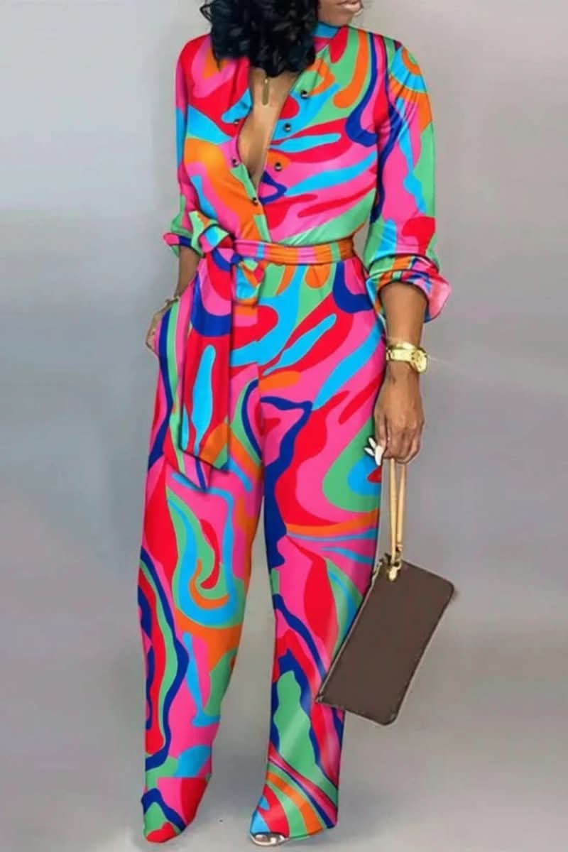 Stylish women's V-neck jumpsuit, perfect for elegant summer wear, travel, or comfortable casual chic.