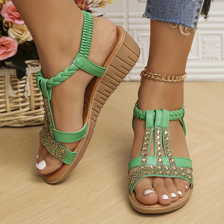 Stylish women's summer sandals with an elegant wedge heel, ensuring all-day comfort.