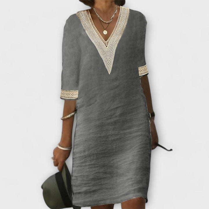 Stunning women's crochet dress with elegant openwork detailing & a graceful flowy silhouette, a chic summer essential.