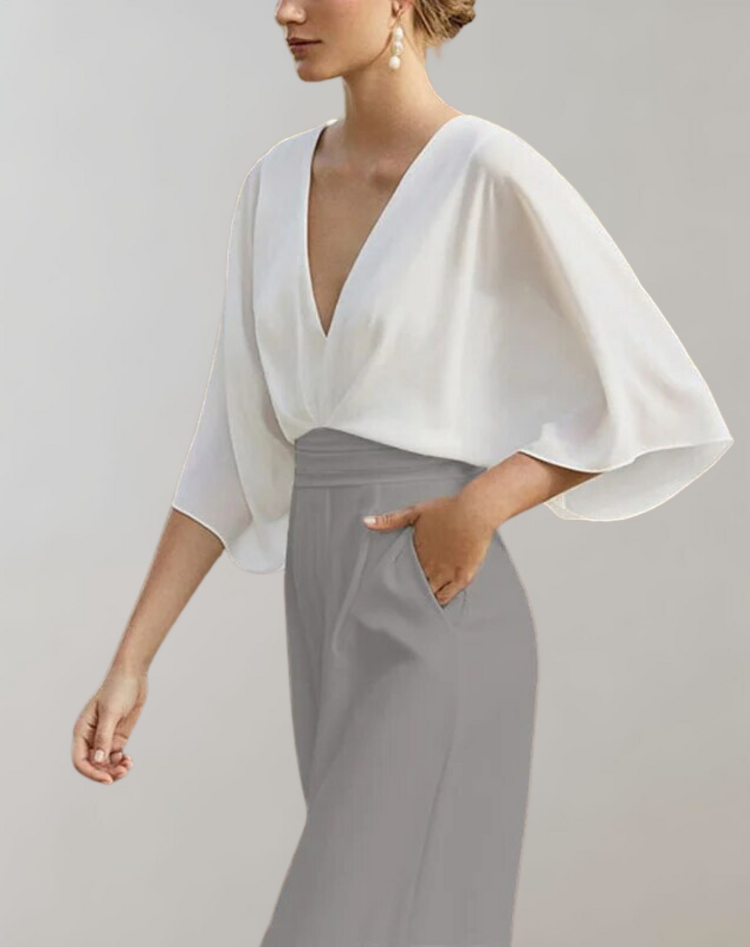Statement women's wide leg evening jumpsuit, perfect for making an elegant impression at parties.