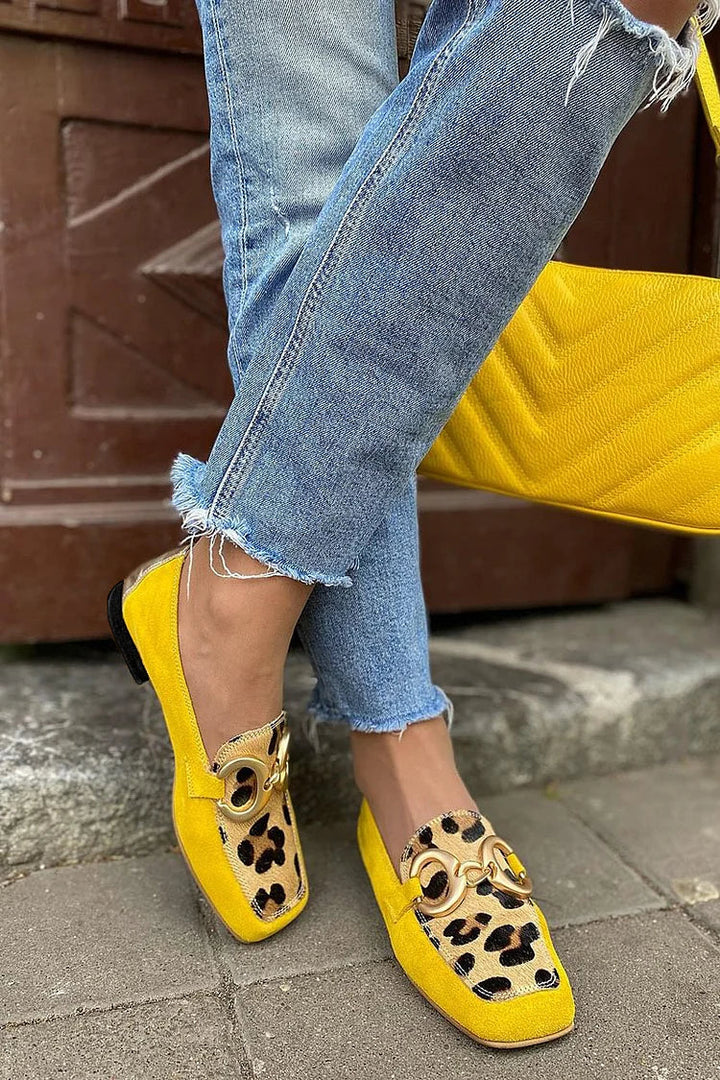 Comfortable women's yellow slip-on loafers, ideal for spring/summer everyday fashion or elegant casual outfits.