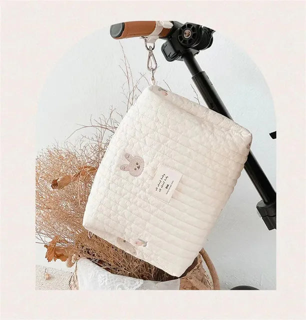 Mom essentials: portable embroidered diaper caddy bag for stroller, ideal for baby travel