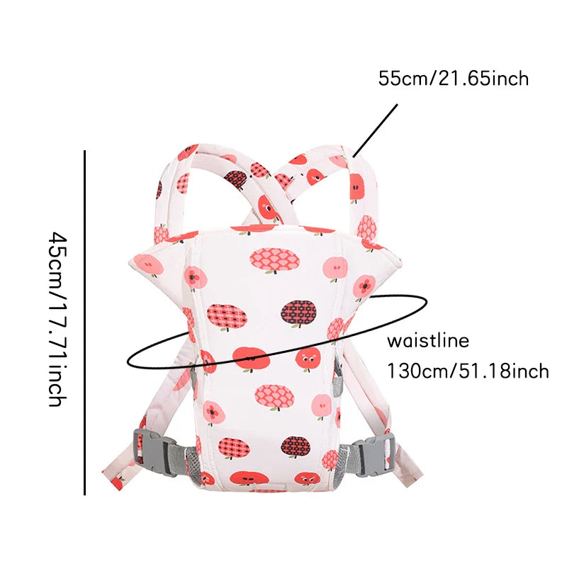 Toddler comfortably seated in a multifunctional baby carrier, highlighting its versatility and support.