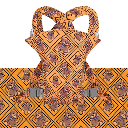 Front view of a breathable baby carrier designed for 0-36 months, featuring a secure head support.