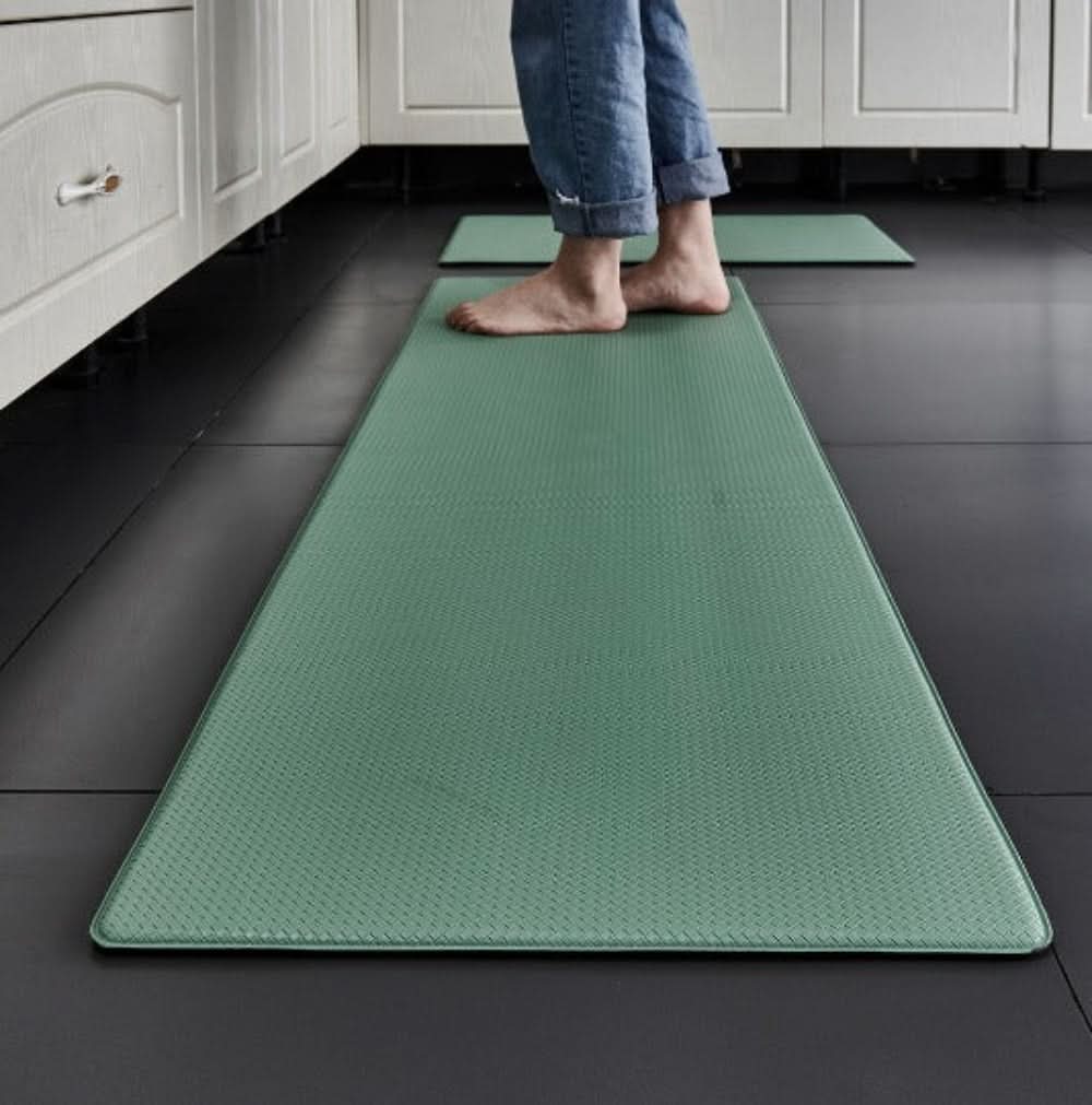 Thick, non-slip anti-fatigue kitchen floor mat, designed for safety and comfort in home kitchens.