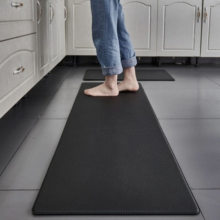 Stylish kitchen standing mat with ergonomic design, perfect for kitchen decor, easy to clean.
