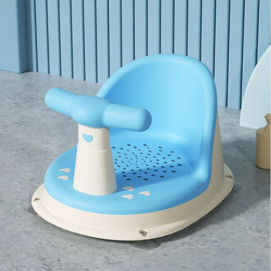 Ergonomic baby bath seat for 6-18 months, white non-slip design, infant care essential