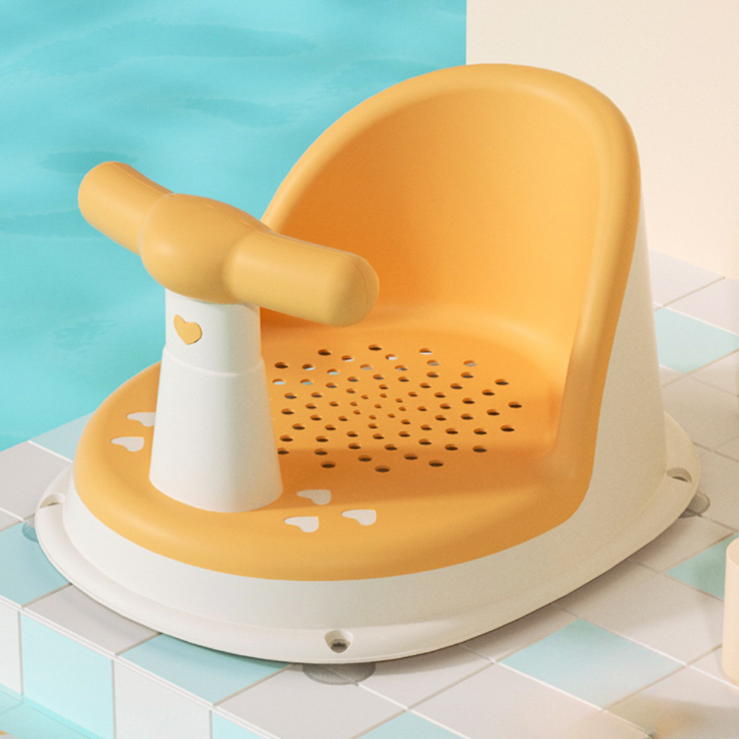 Compact ergonomic baby bath seat, suitable for various tub sizes, infant care accessory