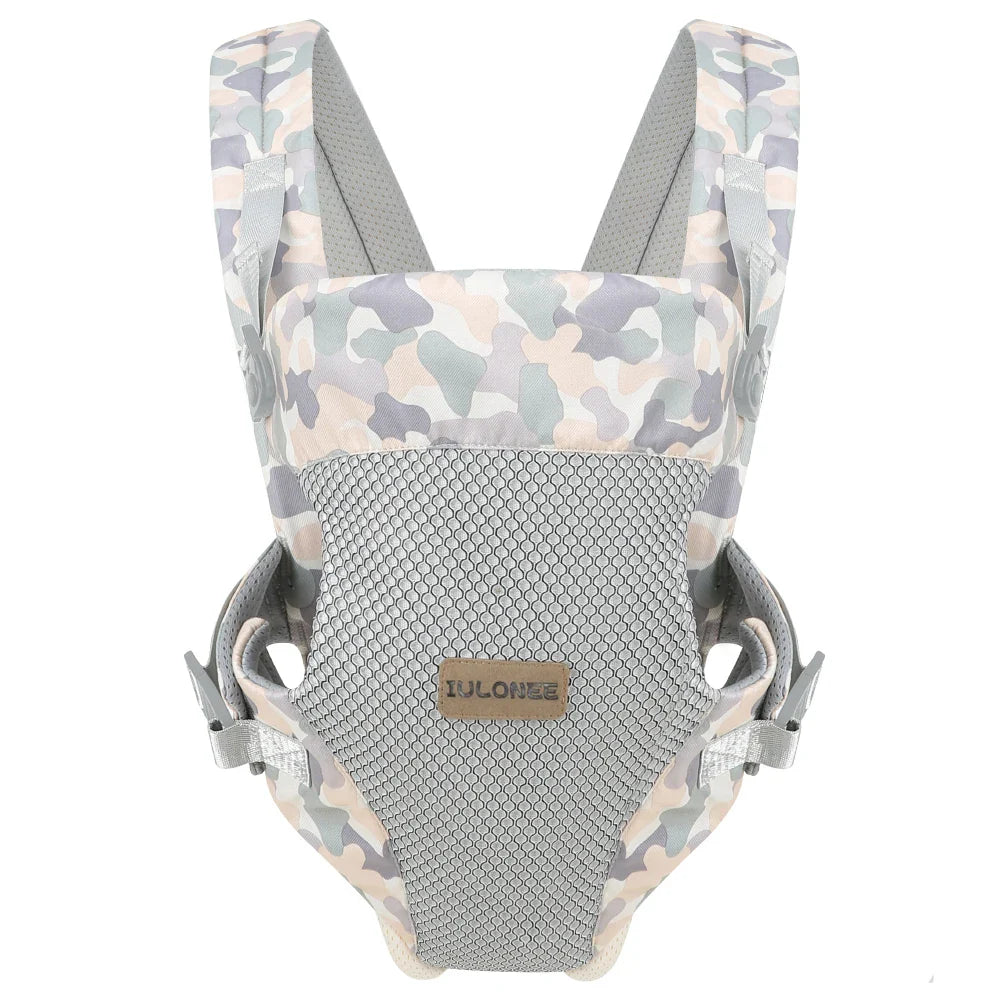Newborn essentials: ergonomic carrier with head support, baby looking out