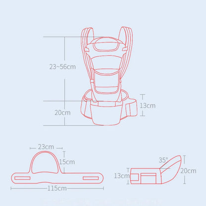 Newborn carrier: ergonomic design with hip seat, ensuring baby comfort and proper positioning.