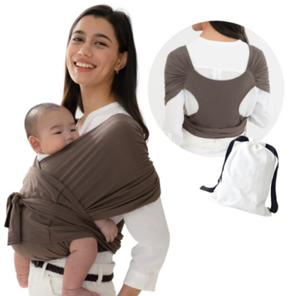 Close-up of a baby ergonomic carrier showing adjustable buckles and soft breathable fabric