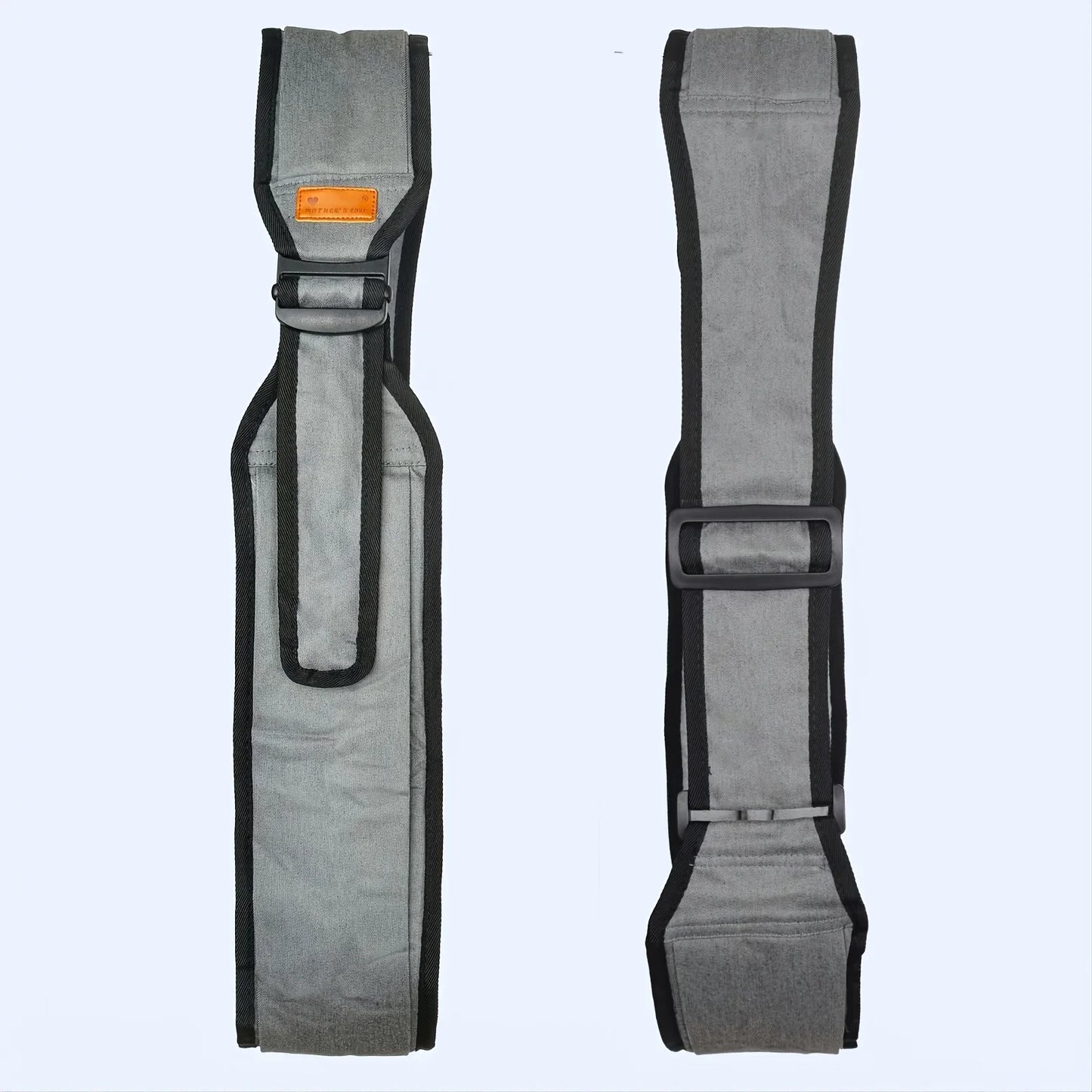 Hands-free baby carrier with hip seat, gray, adjustable straps for infants and toddlers