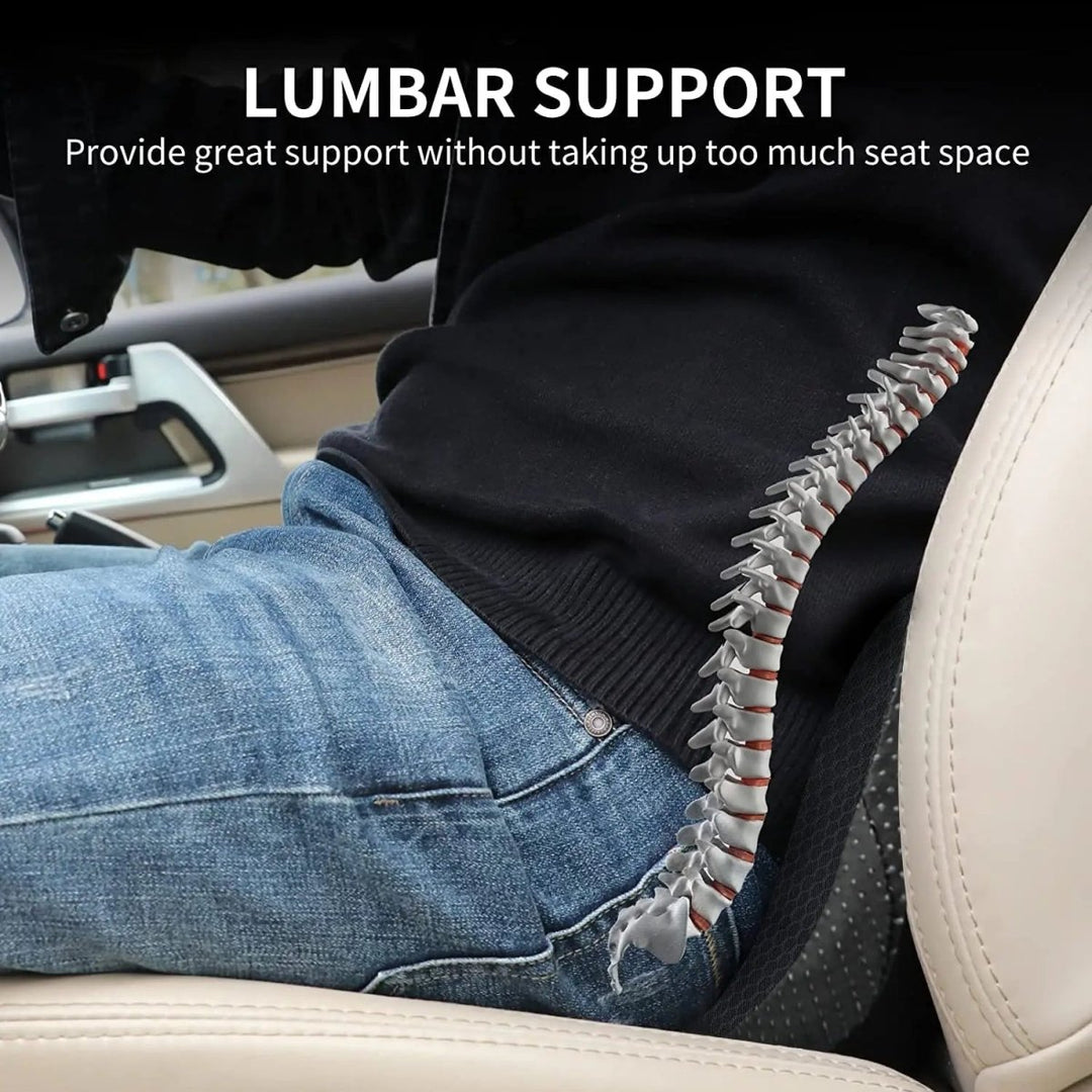 Durable memory foam car seat cushion, an ergonomic car accessory for posture support & sciatica relief on commutes.