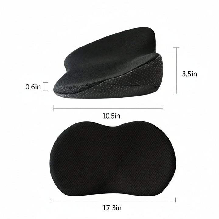 Soft memory foam car seat cushion, designed for ultimate driving comfort, back pain, & sciatica relief on travels.