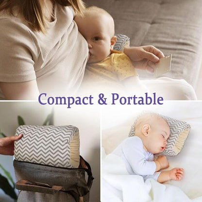 Multipurpose nursing pillow used for breastfeeding, tummy time, and baby propping