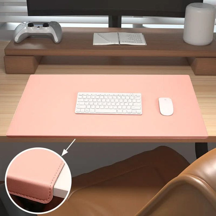 Boost productivity with this ergonomic PU leather desk mat, includes a soft wrist rest for comfort.