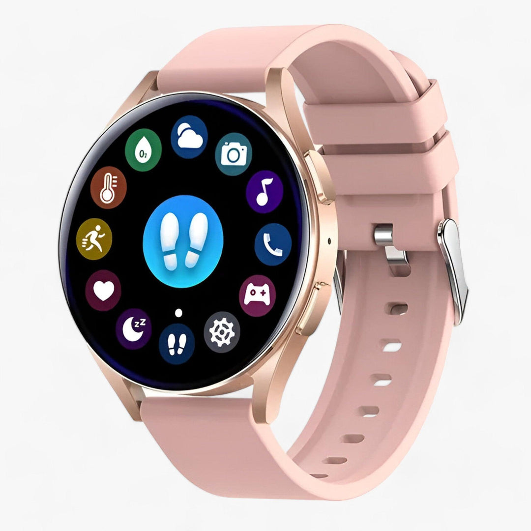 Unisex health tracker smartwatch monitors blood oxygen, blood pressure & activity. Stylish wearable tech.
