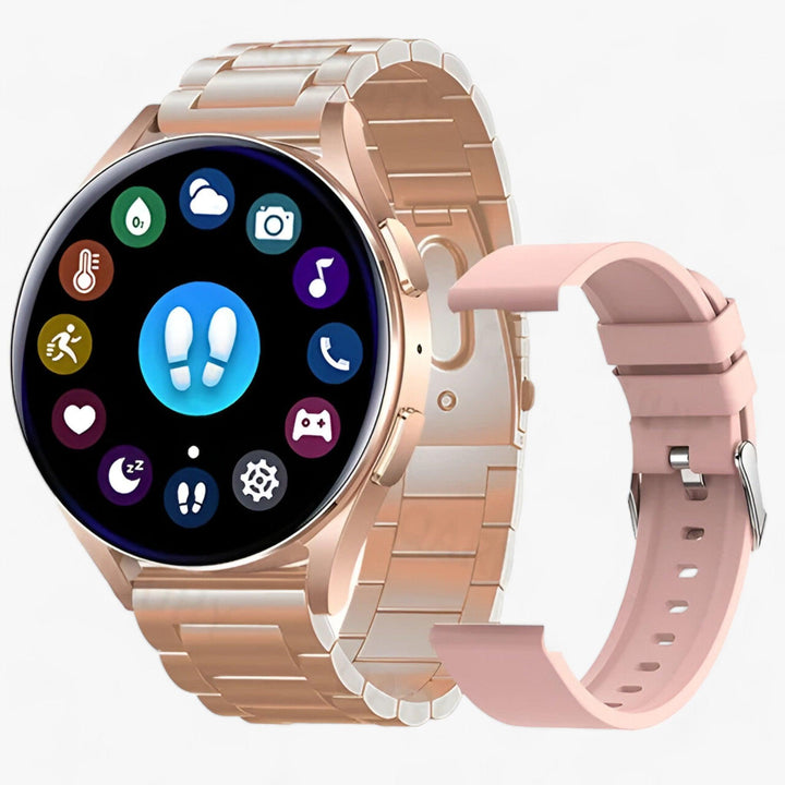 Bluetooth call smartwatch, the Evelyne digital watch for seamless communication & vital health tracking.