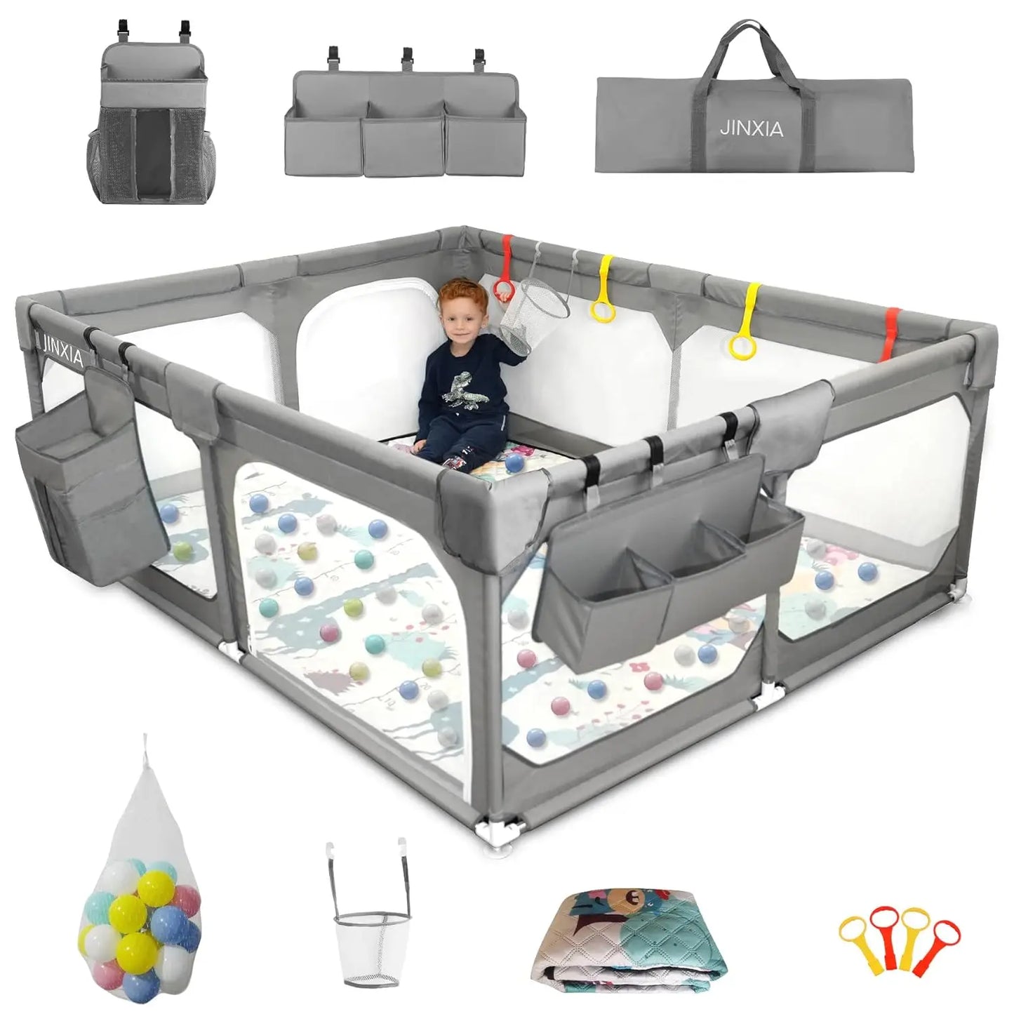 Extra large baby playpen with soft mat, ideal for safe toddler play, non-toxic infant safety gear.