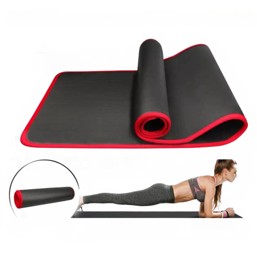 Extra thick anti-slip yoga mat for ultimate comfort & stability during yoga, pilates, & home workouts.