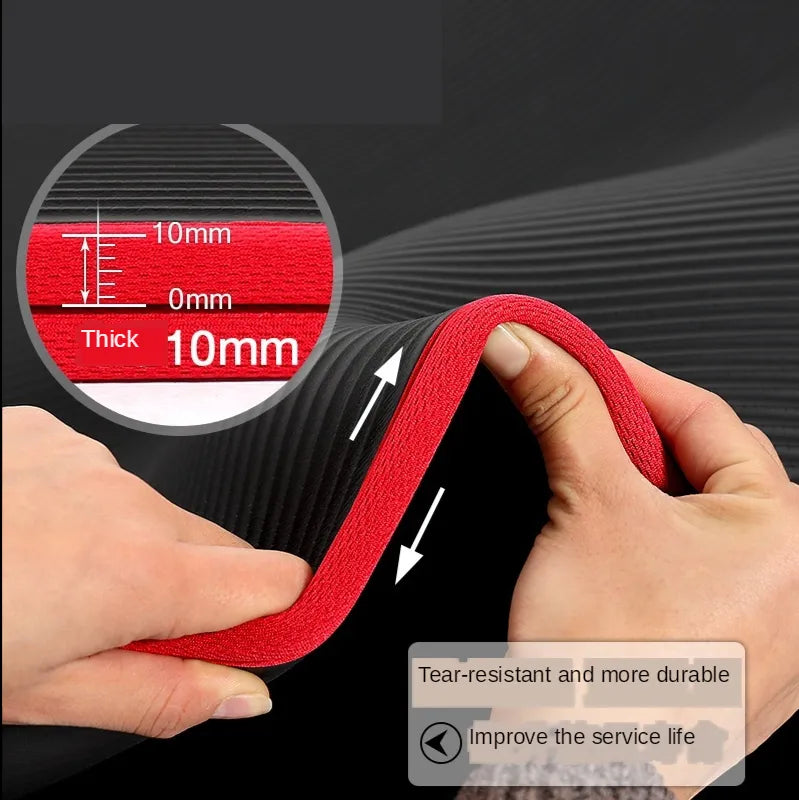 Premium anti-slip exercise mat, extra thick for comfort & joint support during floor exercises & stretching.
