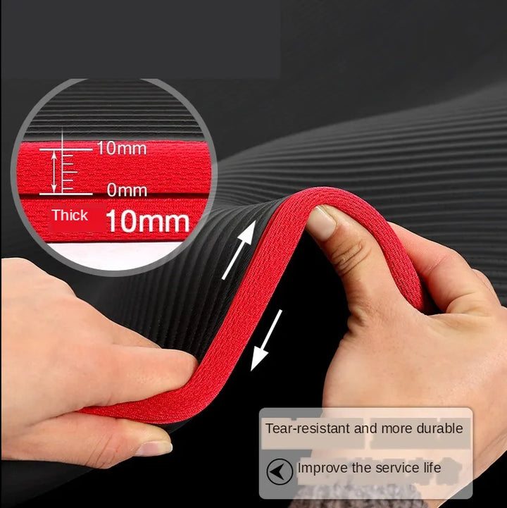 Premium anti-slip exercise mat, extra thick for comfort & joint support during floor exercises & stretching.