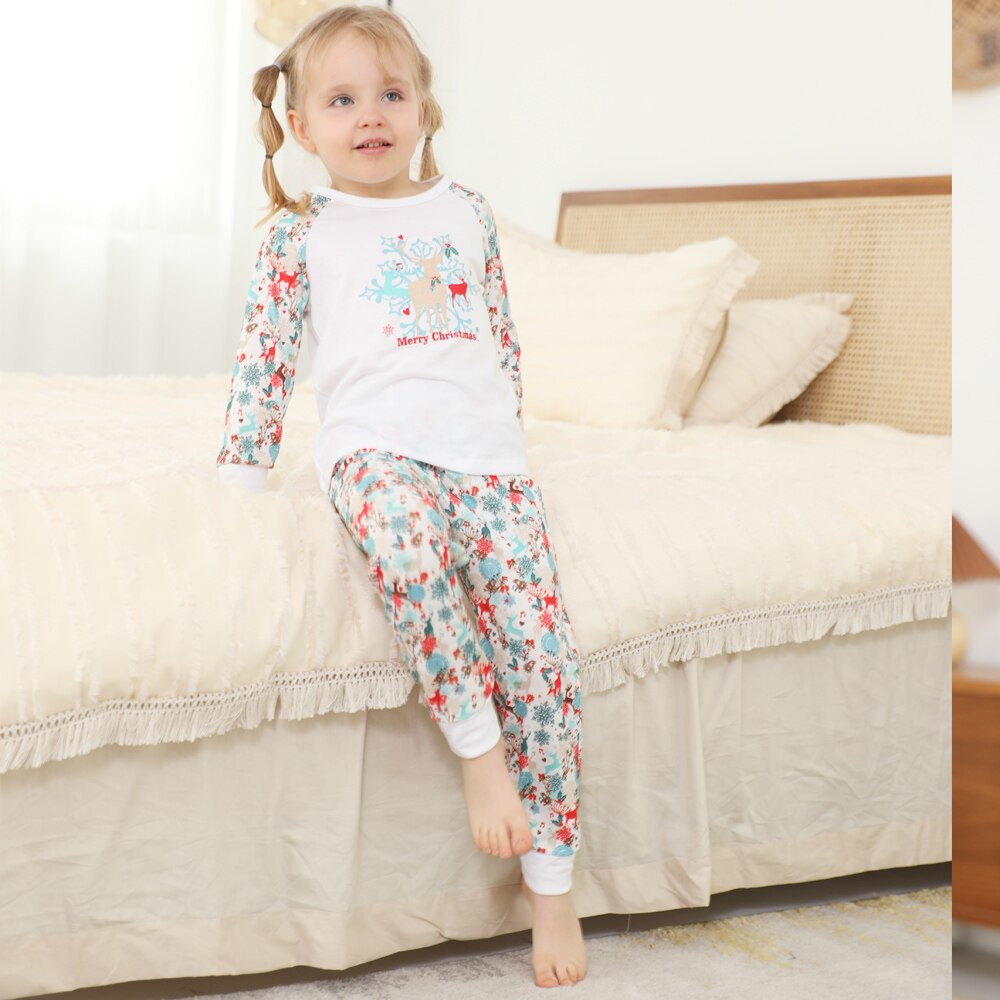 New Year themed family long sleeve pajamas, comfortable matching outfits for winter celebrations