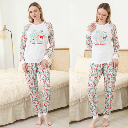 Holiday sleepwear set for families, long sleeve comfort wear with festive Christmas design, warm winter PJs