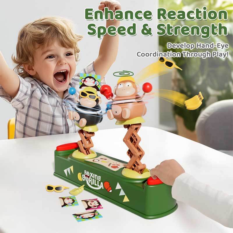 Group of children laughing while playing the Family Fun Boxing Gorilla Battle Game.