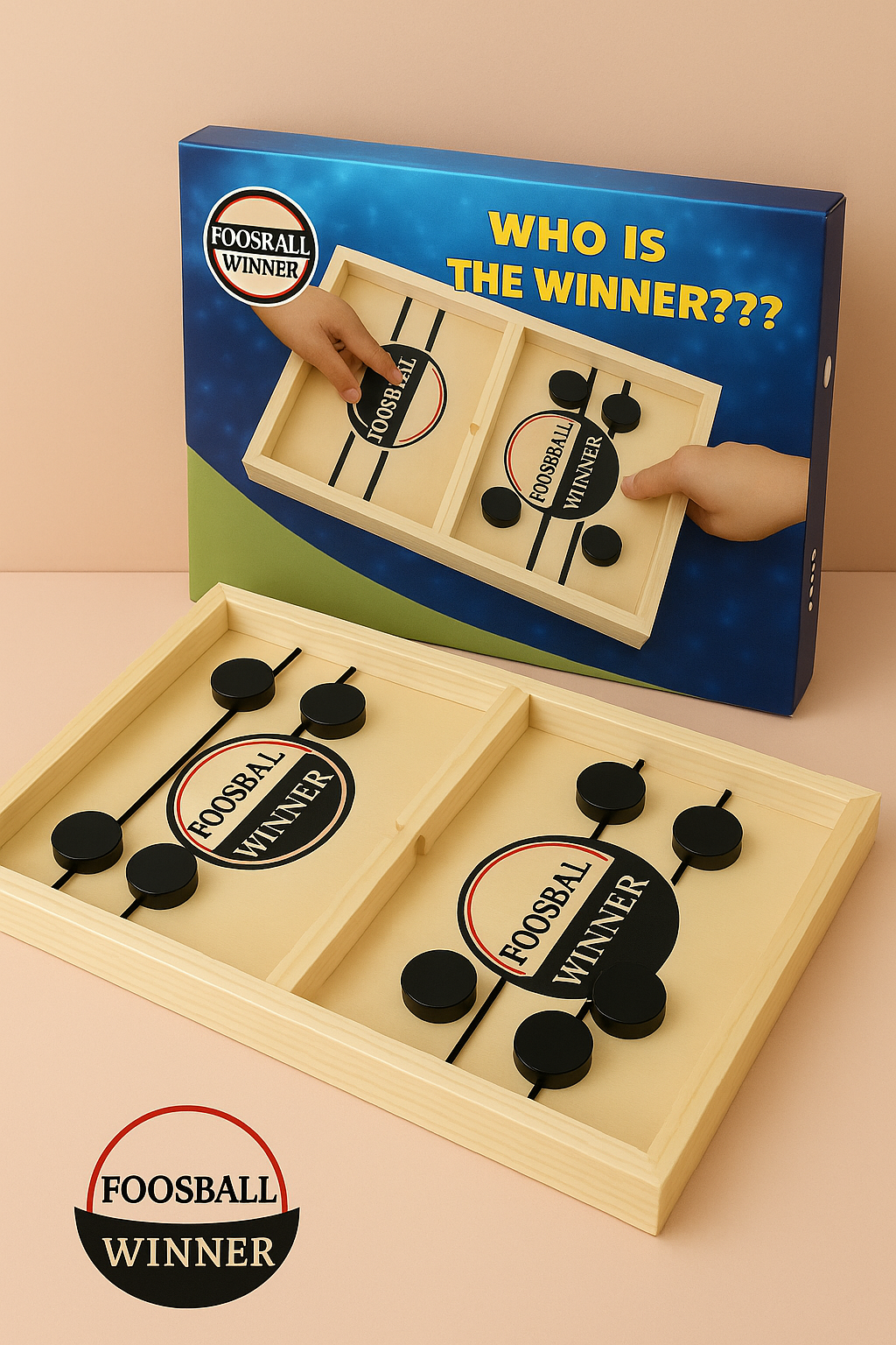 Wooden foosball tabletop game, compact design perfect for family game nights and parties