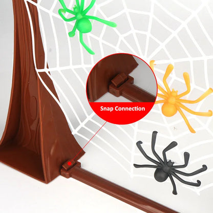 Close-up of SpiderDexterity board game pieces, highlighting dexterity challenge for children's entertainment.