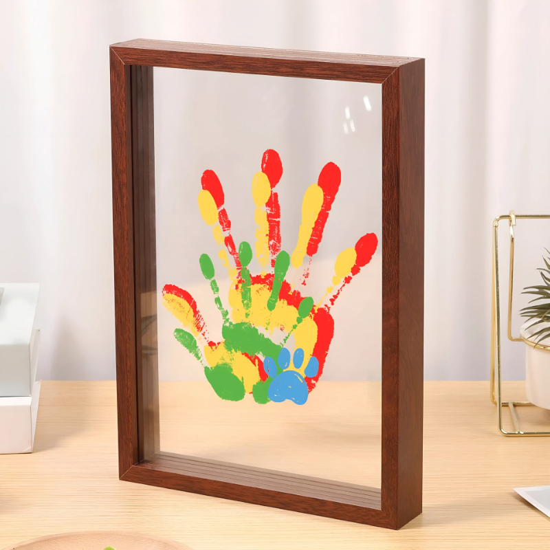Family Handprint Painting Keepsake Kit with various colorful paints and brushes, perfect for DIY memory creation