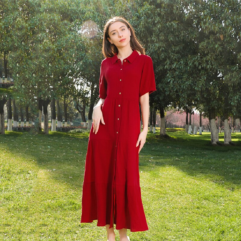 Couple in red matching casual outfits, ideal for family uniform or holiday celebrations