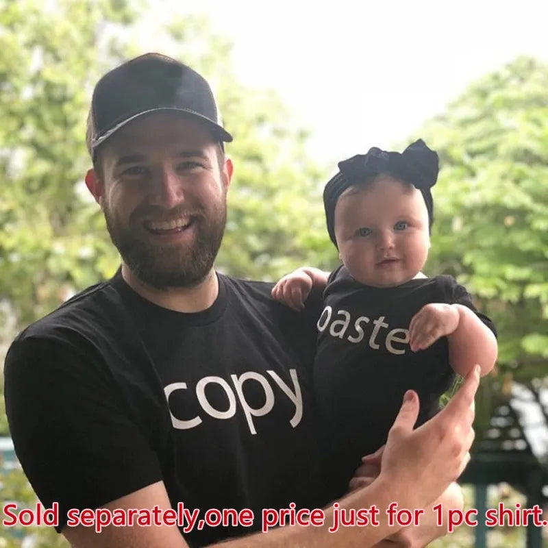 Unisex 'copy' t-shirt in white, soft cotton blend for family outfit coordination, short sleeve