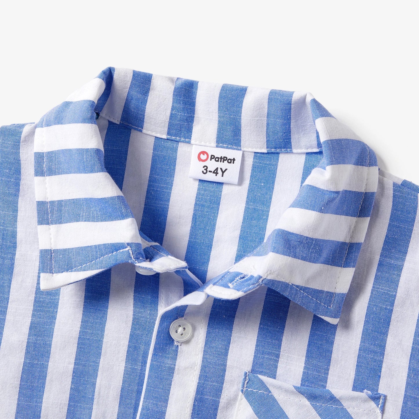 Father and son in their casual blue and white stripe shirts, ready for a family outing.