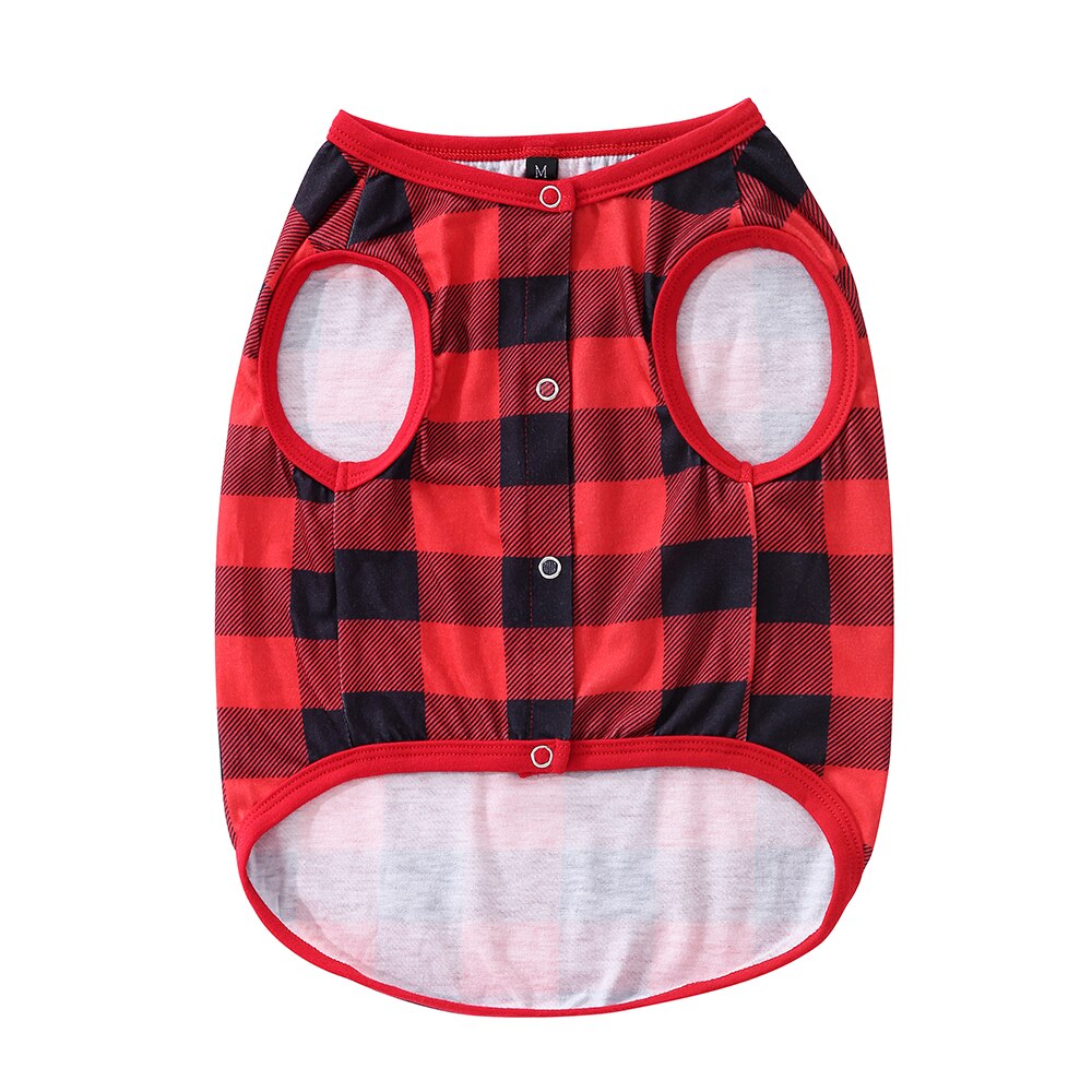 Pet in checkered Christmas pajamas, cute holiday sleepwear for family matching pet outfit